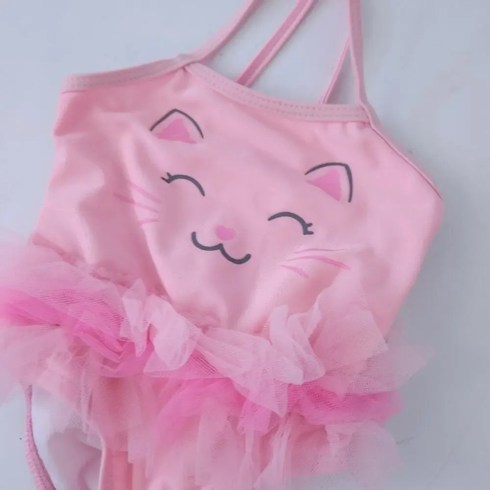 Healthtex Baby Girls One Piece Swimsuit Pink  Kitty Cat Size 6-9 Months, Tutu